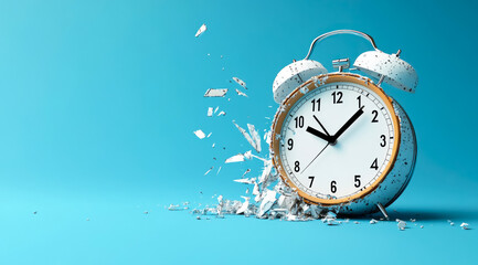 Broken alarm clock symbolizes the chaos of time management struggles, inviting reflection on the importance of punctuality and organization in a busy lifestyle