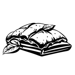 sandwich with basil leaves vector illustration