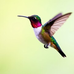 Fototapeta premium Tiny hummingbird, dazzling plumage, hovering flight, swift, nature photography