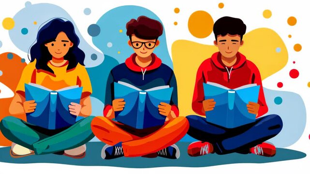 Explore the world of online reading through this flat illustration, capturing the essence of digital literature in a vibrant design.