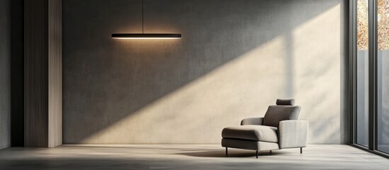 Modern Lounge Chair in Empty Room with Natural Light
