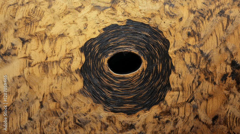 Aufkleber abstract close-up of osb texture with prominent end grain and dark circular pattern