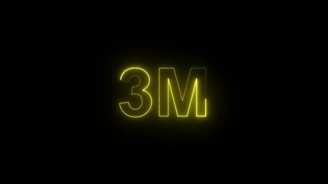 Neon a vibrant green design with the text "3M FOLLOWERS." The letters are stylized and illuminated, conveying a celebratory tone. The background is black.