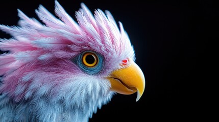 Pink Cockatoo Profile, Dark Background, Wildlife Portrait, Nature Photography