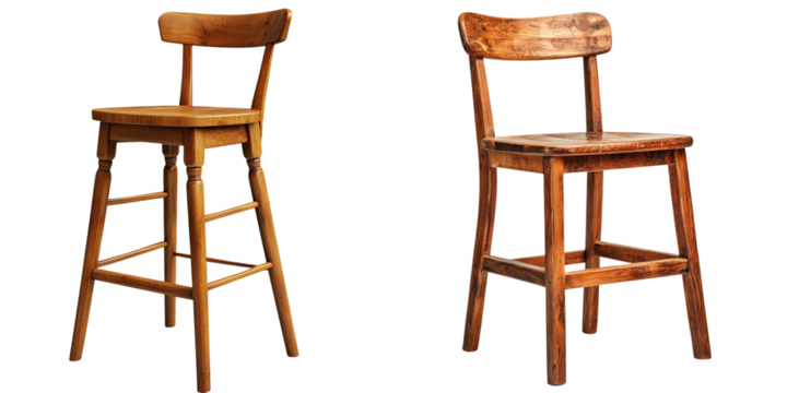 Two wooden stools showcasing rustic design and craftsmanship.