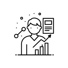 Hiring Trends Icon - Minimal Flat Thin Line Symbol for Workforce Recruitment and Employment Data