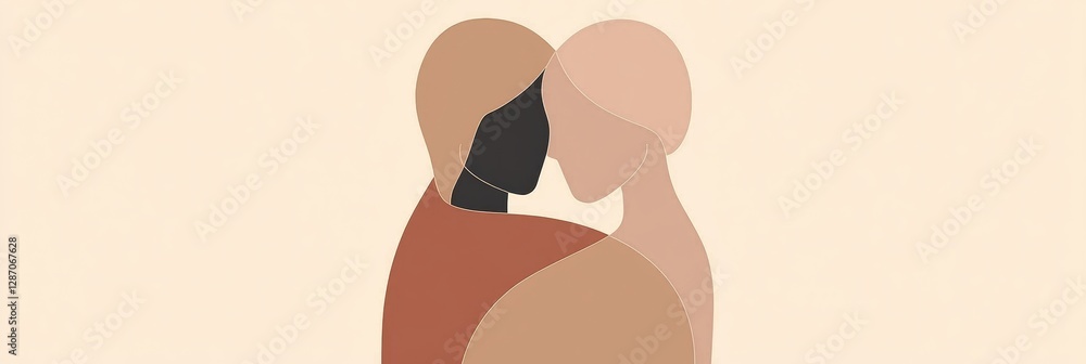 Aufkleber two individuals share a warm embrace in a minimalist illustration representing unity and affection d