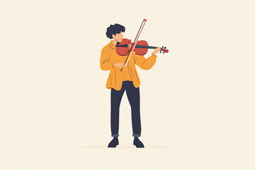Stylized Illustration of Musician Playing Violin