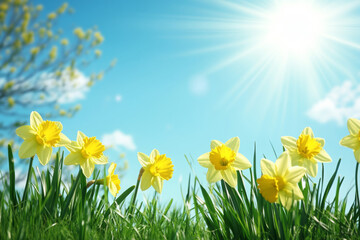 Daffodil flowers in the field 
