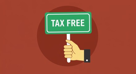 Hand holding a tax free sign promoting sales and financial incentives