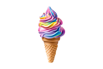 Rainbow ice cream cone delicious dessert treat sweet colorful sugary sprinkles yummy