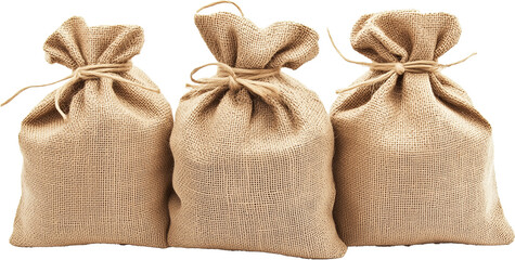 brown burlap sacks Isolated on transparent background