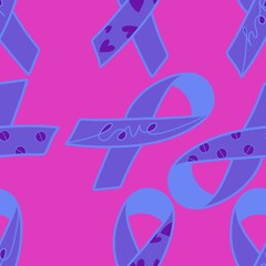 Breast cancer month seamless pink ribbon day mammogram pattern for wrapping paper and medical accessories