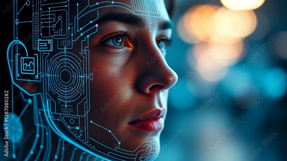Poster facial recognition system concept face recognition 3d scanning face id vector wireframe concept