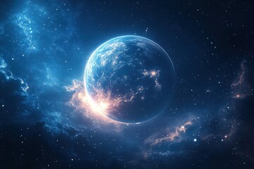 Vibrant view of Earth illuminated by sunlight from a cosmic perspective