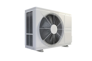 Air heat pump near pool house outdoors.