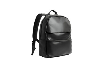 Fototapeta premium Black Leather Backpack Stylish Travel Bag