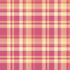 A cheerful, pastel plaid pattern in soft pink and yellow hues. This seamless texture is perfect for textile design, website backgrounds, or any project needing a touch of gentle, repetitive style.