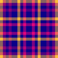 Arabic fabric textile background, trim plaid pattern tartan. Structure vector texture seamless check in indigo and amber colors.