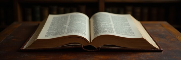 Fototapeta premium Book with leather binding and gold embossed cover on a desk, leather, luxury, desk