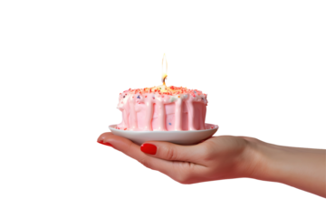 Isolated Hand Holding Birthday Cake