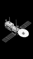 Detailed Line Art of a Spacecraft