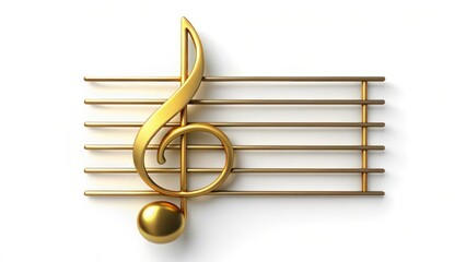 Golden Treble Clef on Staff