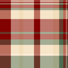 Elegant red, cream, and green plaid pattern. Perfect for textile design, backgrounds, or seasonal projects.  A timeless and versatile design conveying warmth and tradition.
