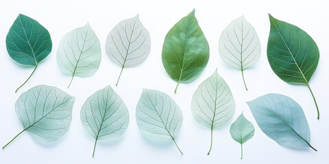 Elegant green leaves on white background