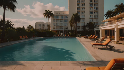 Fototapeta premium Summer Vacation Hotel with Relaxing Pool Area