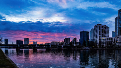 Wonderful sunset over Frankfurt am Main