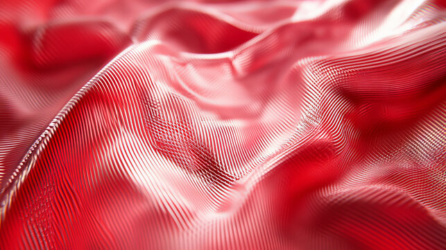 Abstract red ribbed plastic texture with fine mesh overlay for creative design