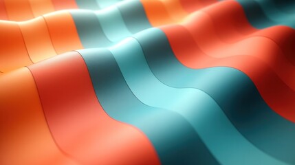 Abstract Wavy Stripes: Teal, Orange, and Coral Hues