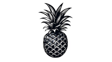 Hand-Drawn Pineapple Illustration: Monochrome Fruit Design AI Generated