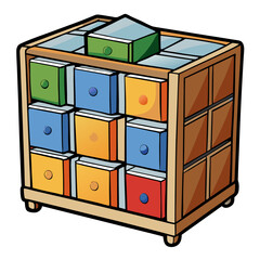Furniture Cube Organizer Vector Illustration – Clipart, Line Art, and Cartoon Design, Furniture cube organizer vector illustration – perfect for clipart, line art, and cartoon designs.
