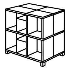 Furniture Cube Organizer Vector Illustration – Clipart, Line Art, and Cartoon Design, Furniture cube organizer vector illustration – perfect for clipart, line art, and cartoon designs.