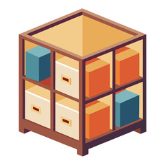Furniture Cube Organizer Vector Illustration – Clipart, Line Art, and Cartoon Design, Furniture cube organizer vector illustration – perfect for clipart, line art, and cartoon designs.