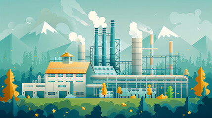 Fototapeta premium A digital infographic showcasing the process of converting biomass fuel into bioenergy, emphasizing the importance of renewable energy solutions