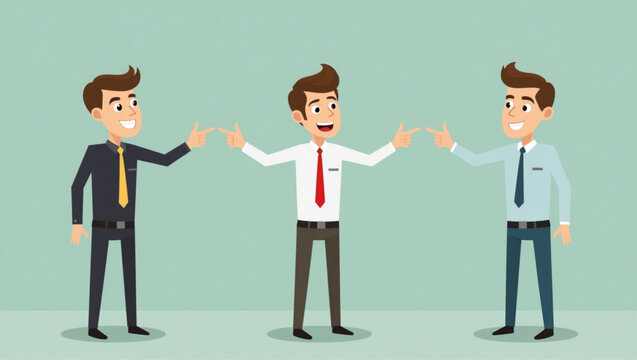 Businessman Making a Choice with Pointing Hands in Different Directions