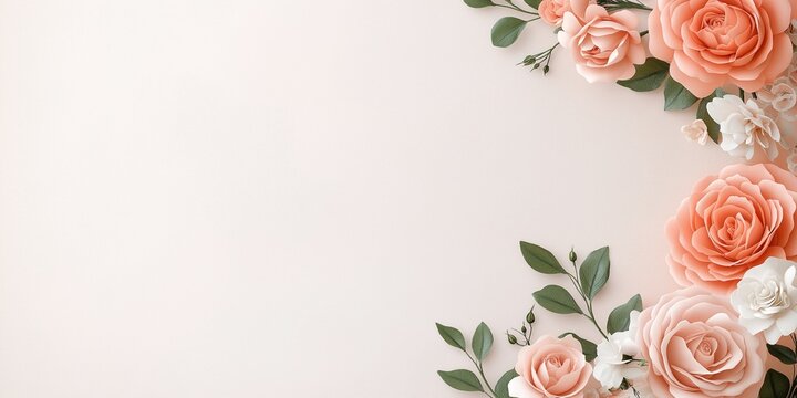 A beautifully arranged floral border features soft roses and delicate flowers perfect for celebrating women's day on March 8. The design includes ample space for personalized messages