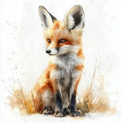 Obraz premium Fennec fox wildlife portrait watercolor illustration