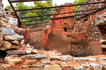 Crumbling Miners Residence Ruins in Lavreotiki