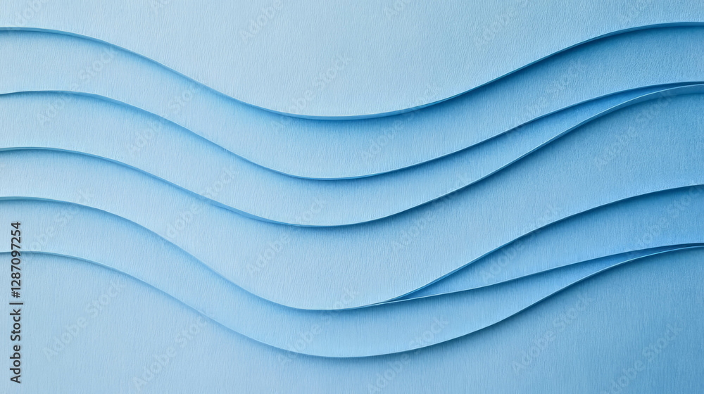 Poster abstract wavy ribbed blue paper texture for design and background concepts