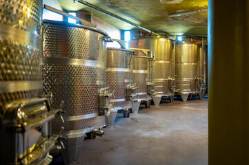 Visit of wine caves with steel tanks, wine making on bodegas wineries on volcanic soils of Mount...