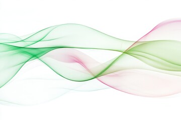 Obraz premium Colorful Abstract Wave Patterns in Green and Pink on White Background