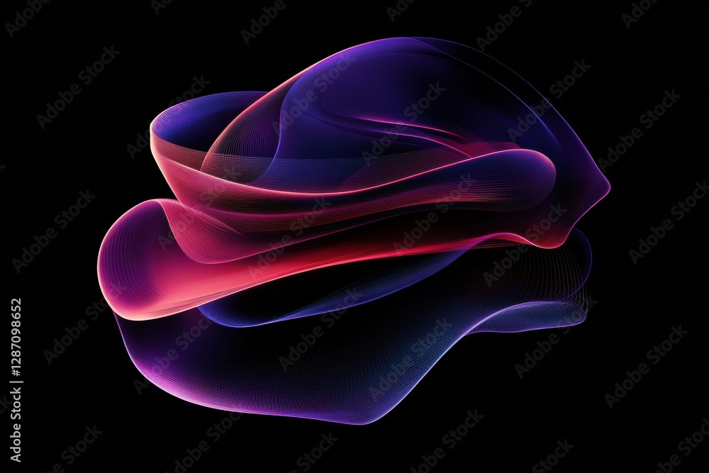 Aufkleber abstract colorful wave like digital art exhibiting fluidity and motion against a black background. g