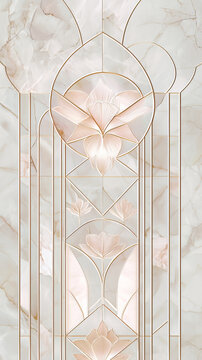 Luxury White and Gold Floral Marble Background - Made with Generative AI