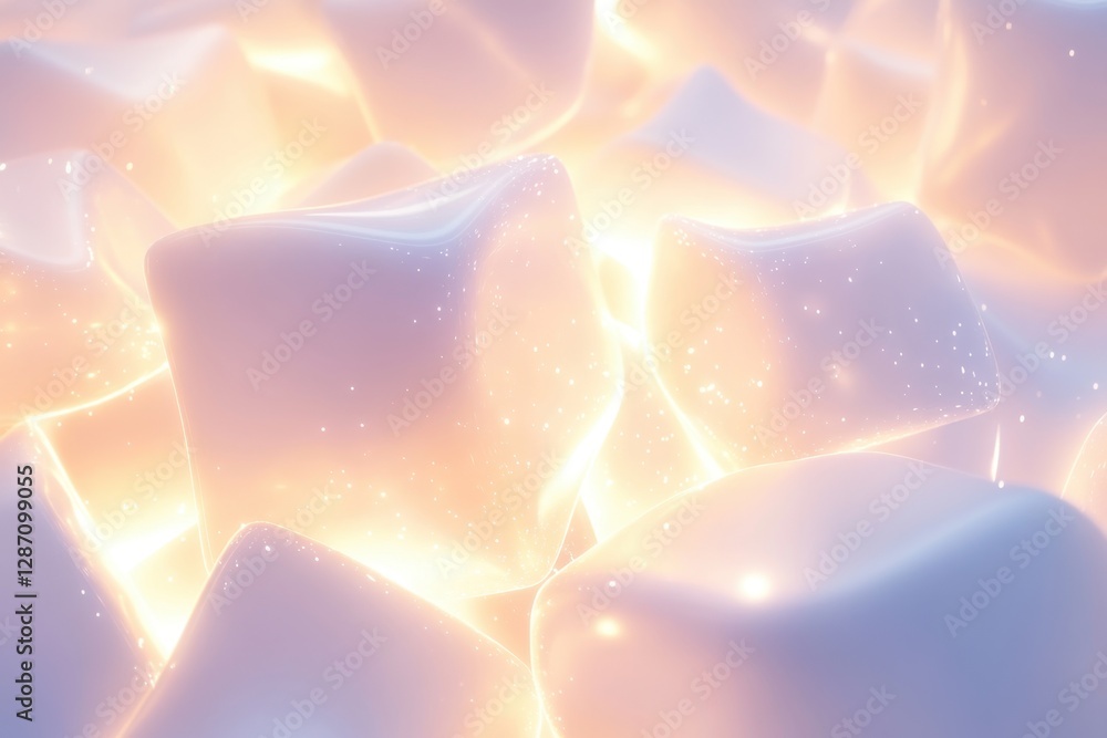 Poster bright and luminous ice cubes create an ethereal glow in a mystical setting