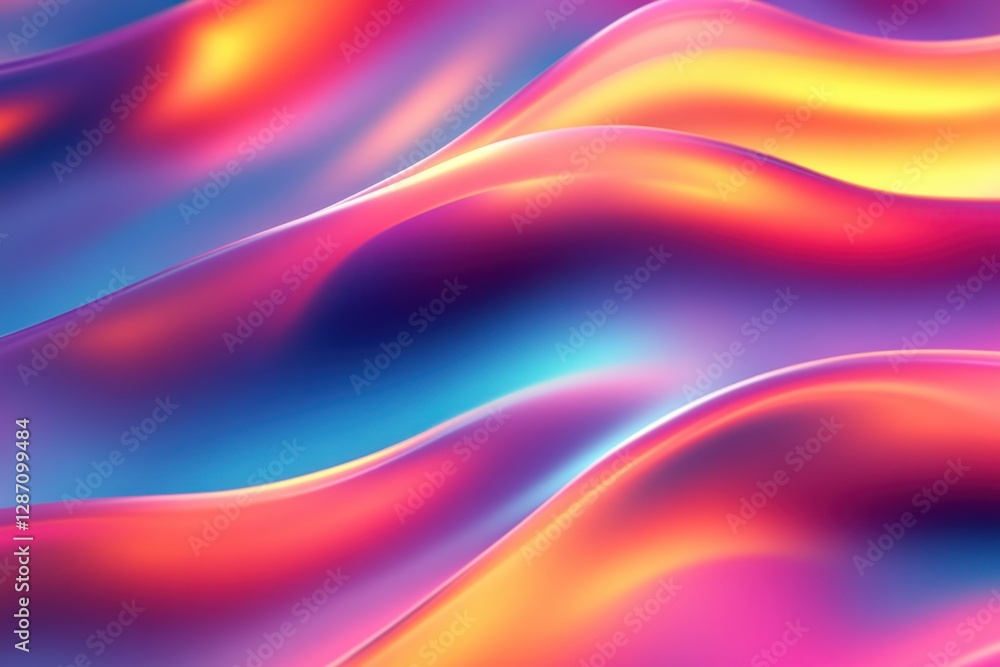 Poster colorful abstract waves create a dynamic and vibrant visual spectacle in digital art