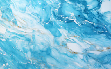 Obraz premium Ocean Blue Marble Texture with Gold Veins - Made with Generative AI